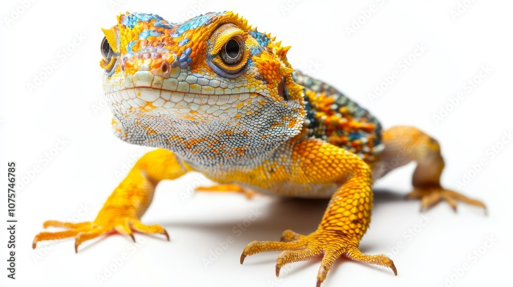 Obraz premium Detailed Exploration of a Colorful and Vibrant Bearded Dragon Lizard in Nature and Habitat