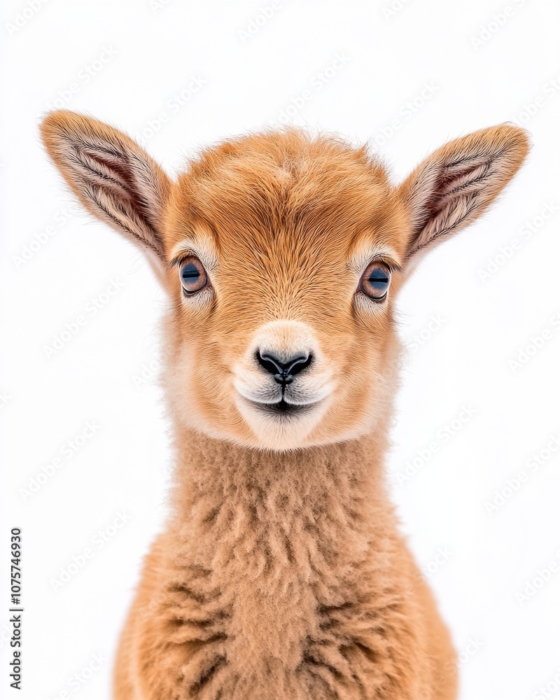 Mystic portrait of baby Argali Sheep, copy space on right side, Headshot, Close-up View, isolated on white background Mystic portrait of baby Argali Sheep, copy space on right side, Headshot, Close-up View, isolated on white background