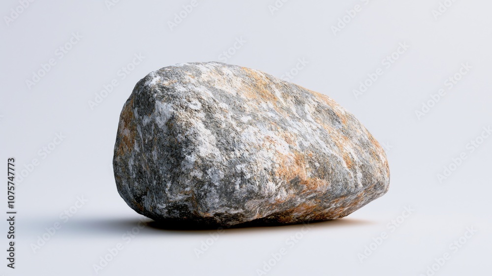 An Isolated Natural Stone Rock Set Against a Pure White Background for Visual Impact