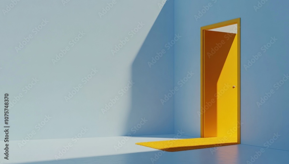 A Yellow Doorway in Minimalist Interior A Yellow Doorway in Minimalist Interior