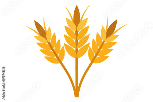 Wheat ears over white background. bunch of golden wheat ears photo