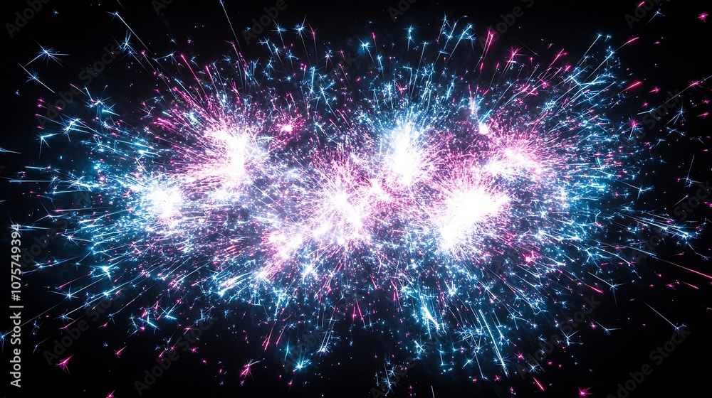 Fototapeta premium Stunning Burst of Pink and Blue Fireworks Creating a Magical Display Against the Night Sky : Generative AI