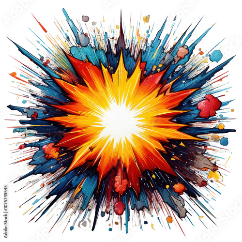 comic book cartoon animation style explosion tnt boom design asset isolated on white transparent background png or jpg file