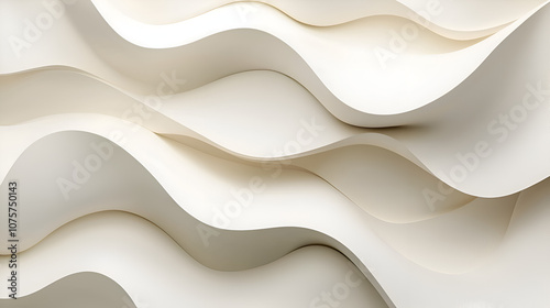 Elegant Cream Wavy Wallpaper with Soft Curves and Abstract Patterns for Modern Interior Decor