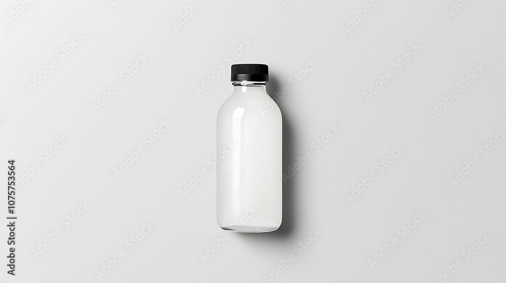 A clean, minimalist bottle with a black cap against a white background, showcasing its simple and modern design. A clean, minimalist bottle with a black cap against a white background, showcasing its simple and modern design.