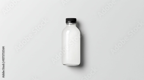 A clean, minimalist bottle with a black cap against a white background, showcasing its simple and modern design.