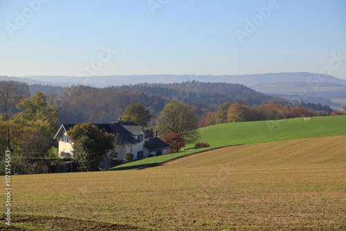 Autumn countryside landscape in Jurapark. Canton Aargau, Switzerland.