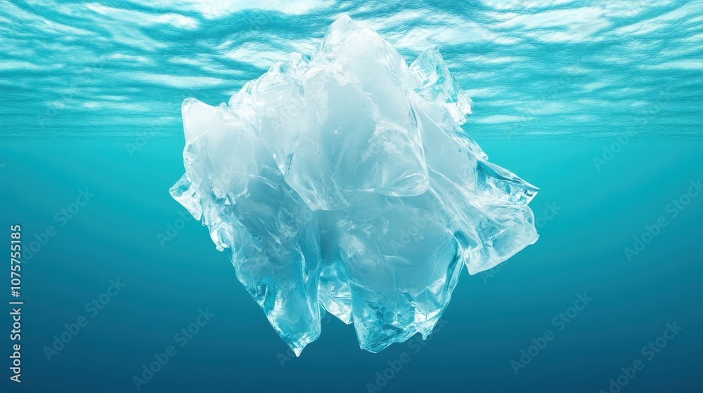 A grand iceberg majestically floats beneath the surface of a tranquil sea, its towering structure vividly contrasting against vibrant aqua blues of the ocean. A grand iceberg majestically floats beneath the surface of a tranquil sea, its towering structure vividly contrasting against vibrant aqua blues of the ocean.