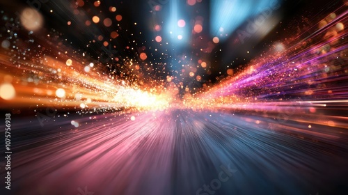 A vibrant and dynamic abstract image of colorful light streaks moving in multiple directions, symbolizing energy, speed, and the flow of modern digital technology.