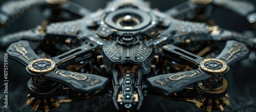 Close-up of a futuristic drone with intricate details.