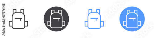 Backpack icon Flat set in black and white color