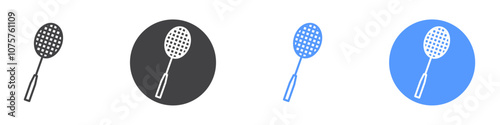 Badminton icon Flat set in black and white color
