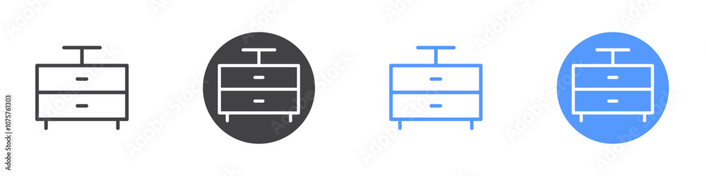Bedside icon Flat set in black and white color Bedside icon Flat set in black and white color