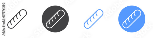 Bread icon Flat set in black and white color