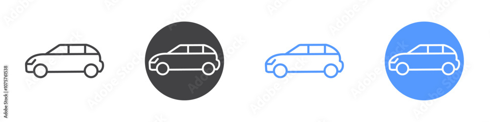 Car icon Flat set in black and white color Car icon Flat set in black and white color