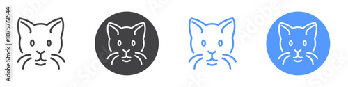 Cat icon Flat set in black and white color