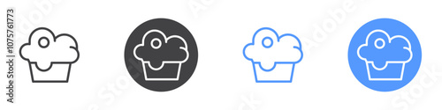 Cup cake icon Flat set in black and white color