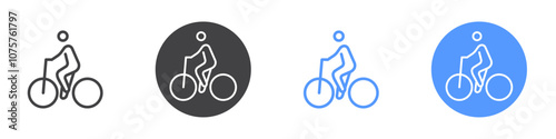 Cycling icon Flat set in black and white color