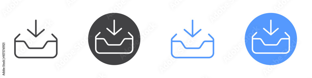 Download inbox icon Flat set in black and white color Download inbox icon Flat set in black and white color