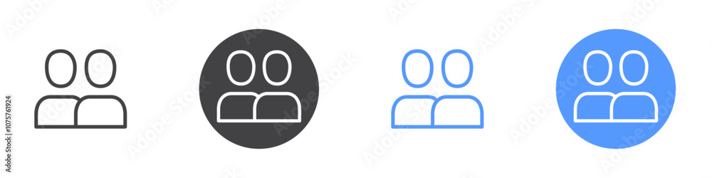 Duo icon Flat set in black and white color