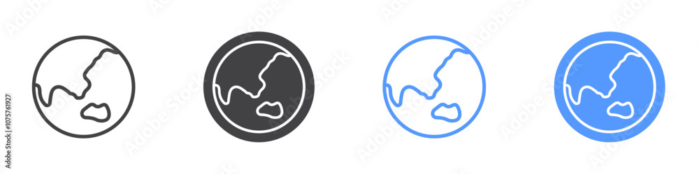 Earth icon Flat set in black and white color Earth icon Flat set in black and white color