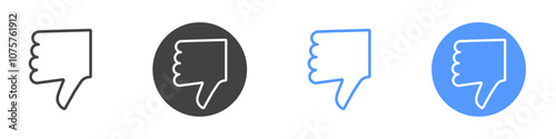 Dislike icon Flat set in black and white color