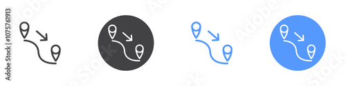 Distance icon Flat set in black and white color