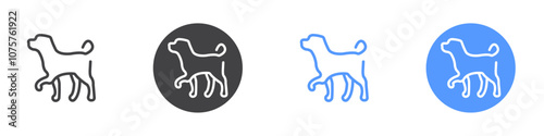 Dog icon Flat set in black and white color