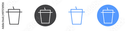Drink icon Flat set in black and white color