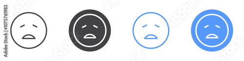 Exhausted face icon Flat set in black and white color
