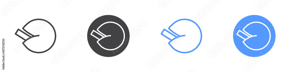 Fortune cookie icon Flat set in black and white color Fortune cookie icon Flat set in black and white color
