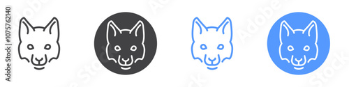 Fox icon Flat set in black and white color
