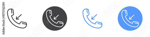 Incoming call icon Flat set in black and white color
