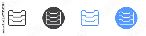 Inboxes icon Flat set in black and white color