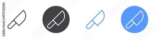 Knife icon Flat set in black and white color