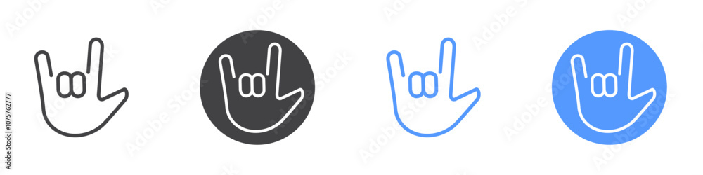 Love you gesture icon Flat set in black and white color Love you gesture icon Flat set in black and white color