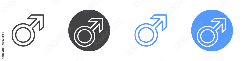 Male icon Flat set in black and white color Male icon Flat set in black and white color
