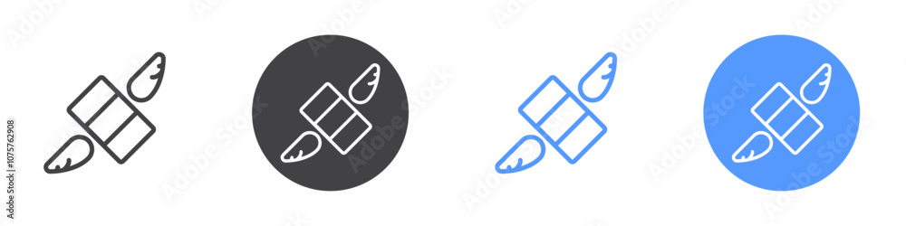 Money with wings icon Flat set in black and white color Money with wings icon Flat set in black and white color