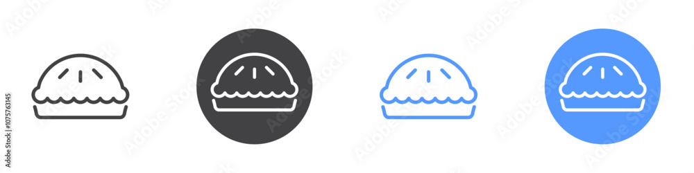 Pie icon Flat set in black and white color Pie icon Flat set in black and white color