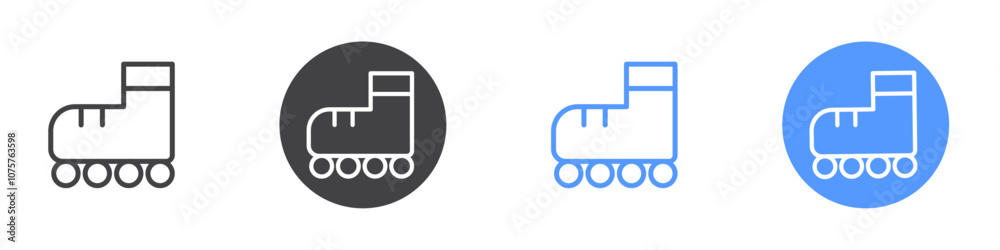 Roller skates icon Flat set in black and white color Roller skates icon Flat set in black and white color