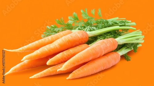 Fresh Orange Carrots with Green Tops photo