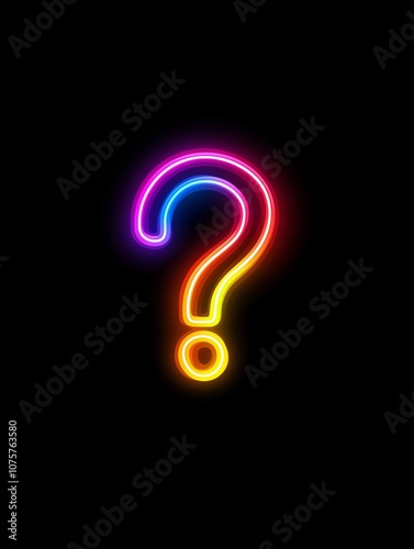 Wallpaper Mural Question mark in neon sign on black background. 3d illustration Torontodigital.ca