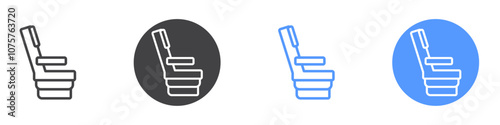 Seat icon Flat set in black and white color