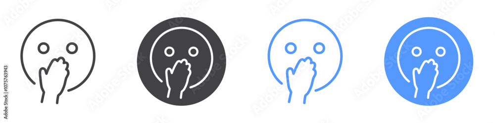 Shy icon Flat set in black and white color Shy icon Flat set in black and white color