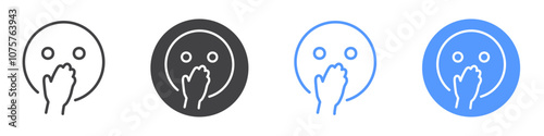 Shy icon Flat set in black and white color