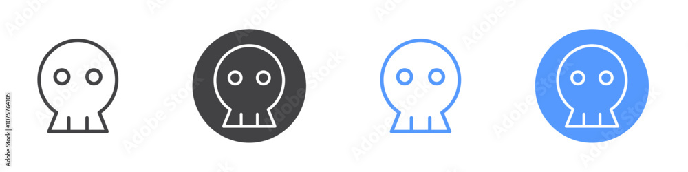 Skull icon Flat set in black and white color Skull icon Flat set in black and white color