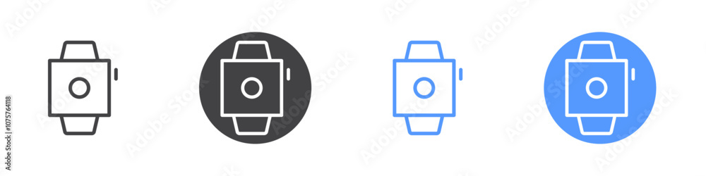 Smart watch icon Flat set in black and white color Smart watch icon Flat set in black and white color