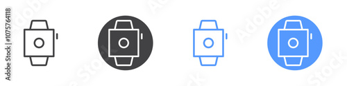 Smart watch icon Flat set in black and white color