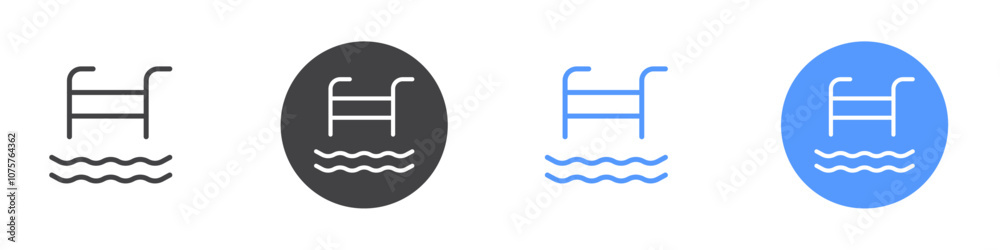 Swimming pool icon Flat set in black and white color Swimming pool icon Flat set in black and white color