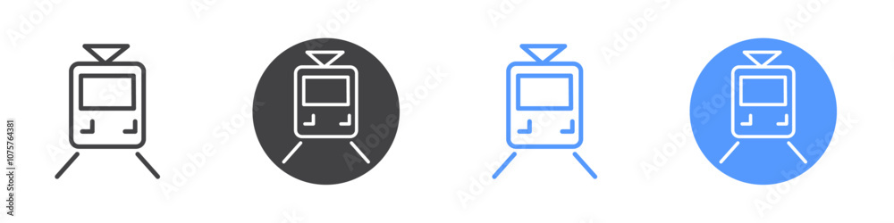 Train icon Flat set in black and white color Train icon Flat set in black and white color